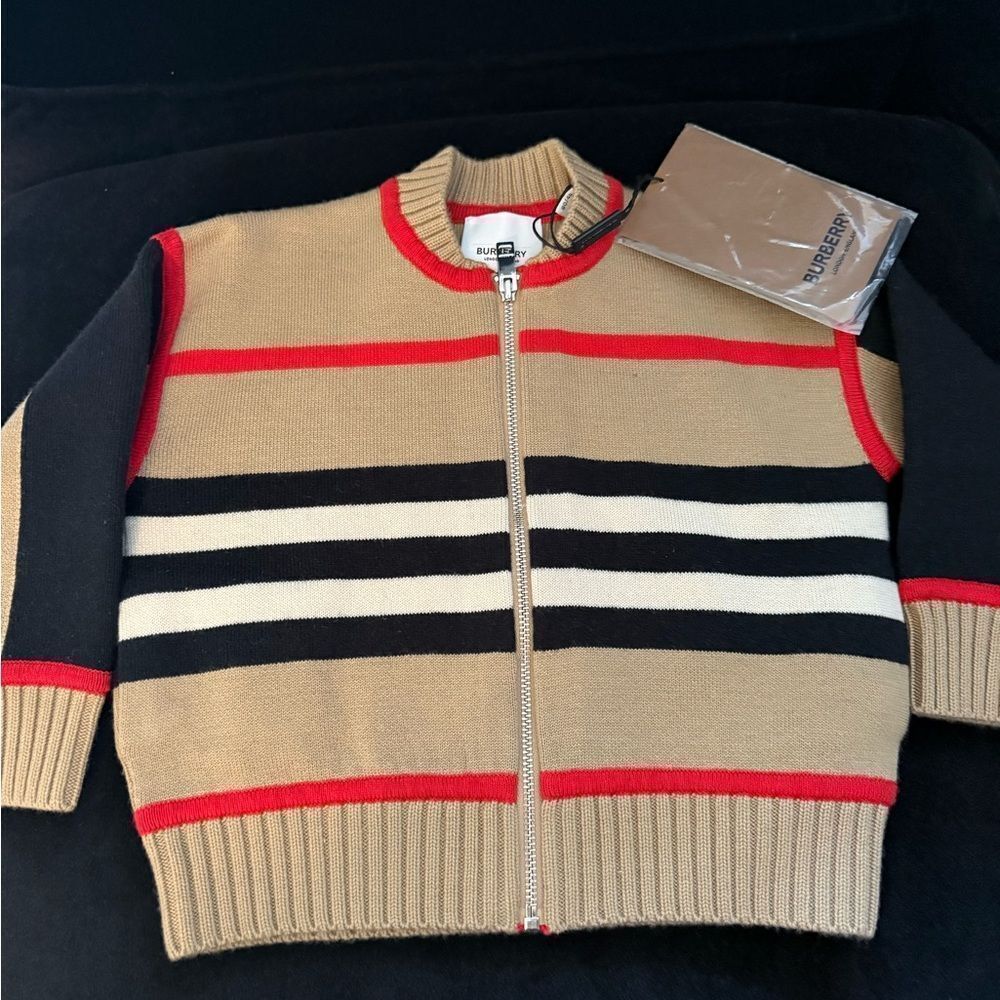 Brand new with tags Burberry Tan Zip-Up Sweater size 18 months